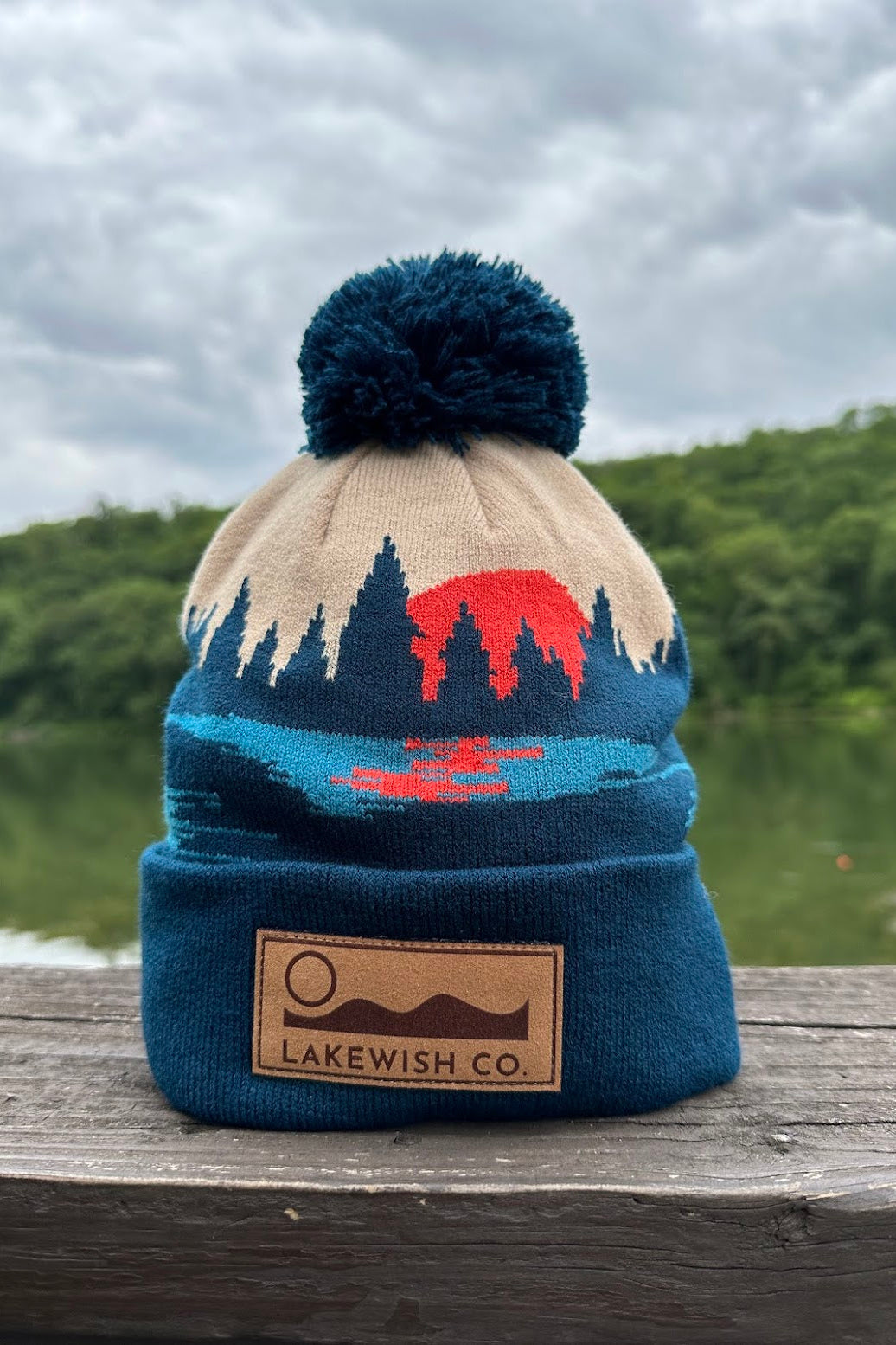 Lake Sunset Pom Beanie